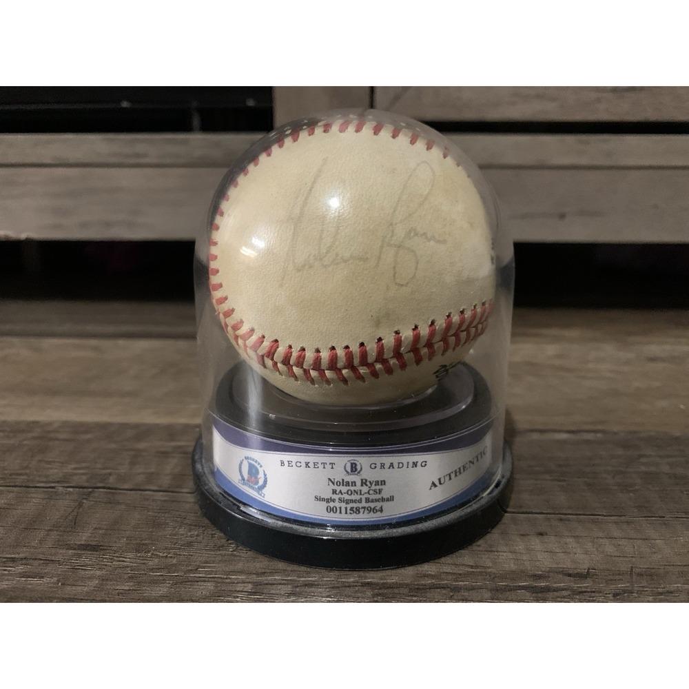 Nolan Ryan Signed Vintage Official National League Feeney Game Baseball Beckett - Picture 2 of 5